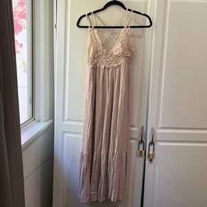 Bohemian light pink lace dress
